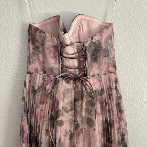NWOT Most Beautiful Day Pink Multi Floral Print Organza Maxi Dress - Picture 7 of 9